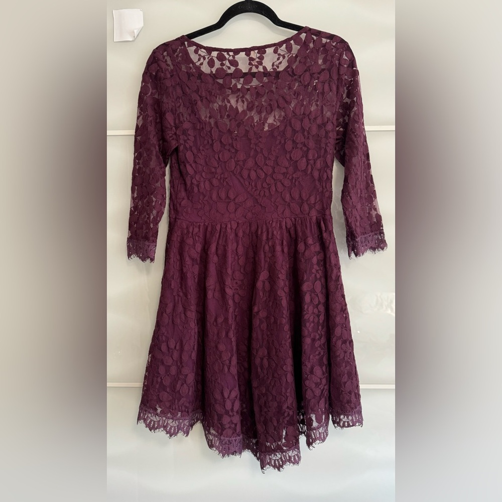 Free people dress maroon burgundy dress lace dress red plum fall SMALL - Picture 4 of 5